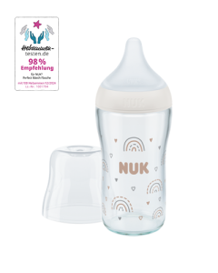 NUK Perfect Match Glas-Babyflasche mit weichem Silikon-Trinksauger